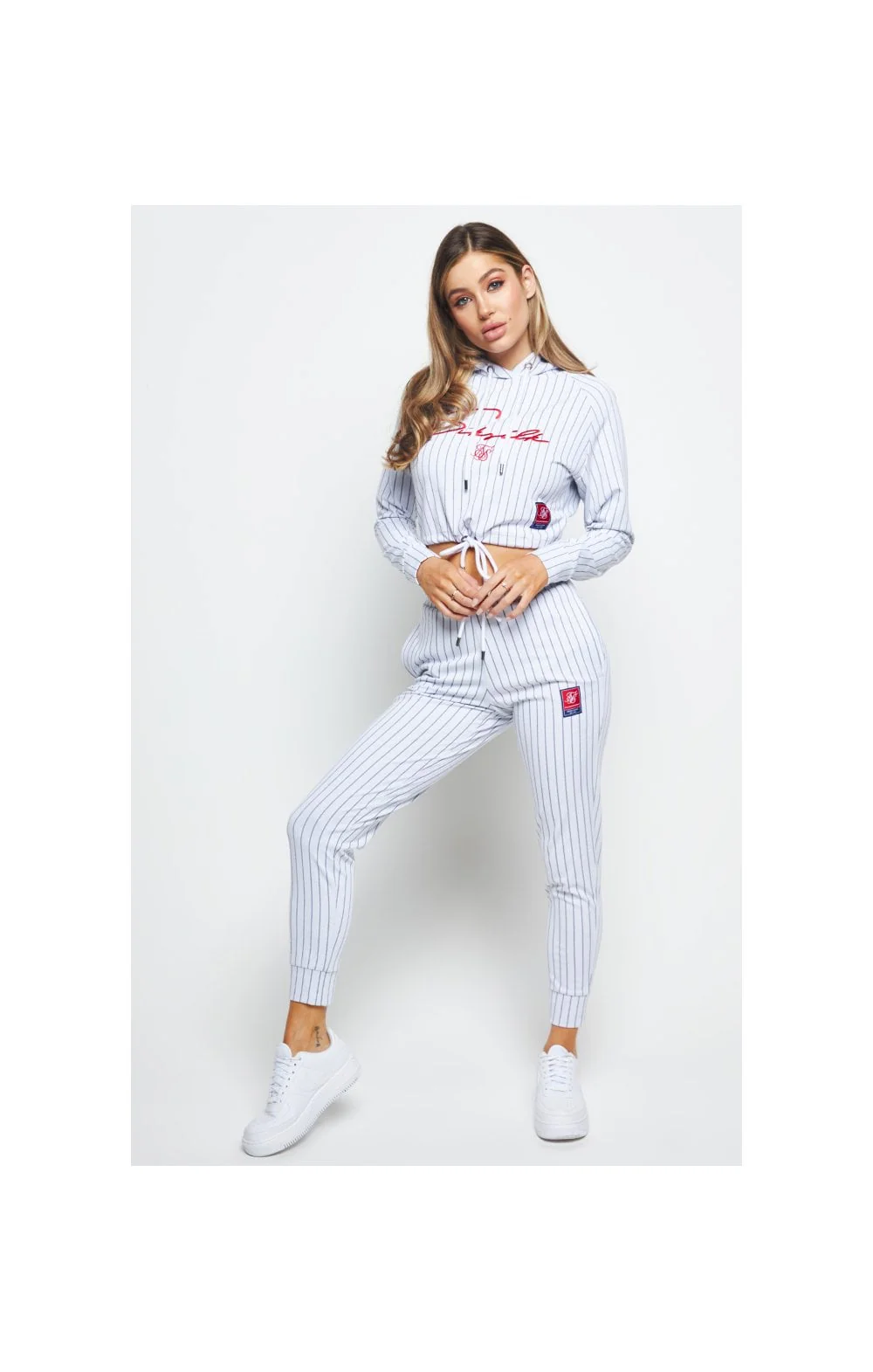 SikSilk Retro Sports Track Pants - White & Black - Image 10