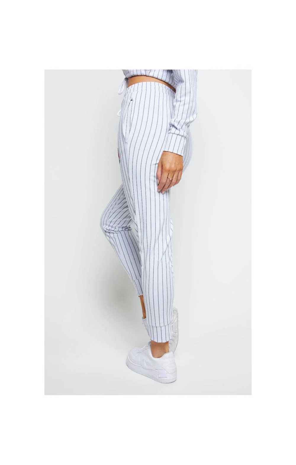 SikSilk Retro Sports Track Pants - White & Black - Image 2