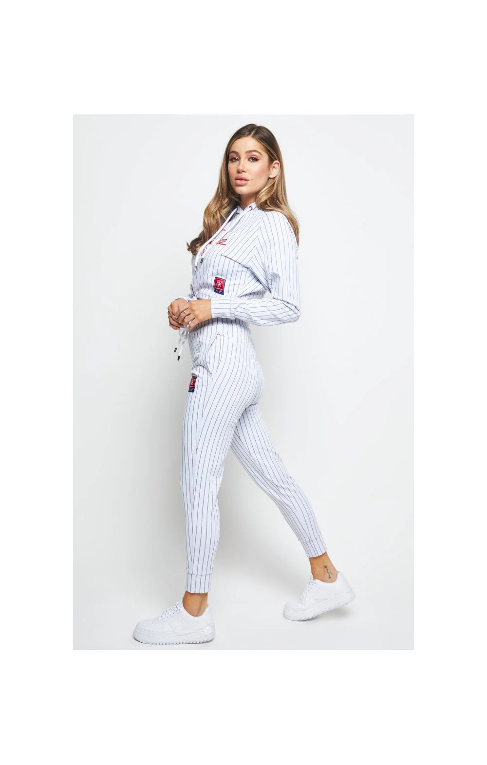 SikSilk Retro Sports Track Pants - White & Black - Image 7
