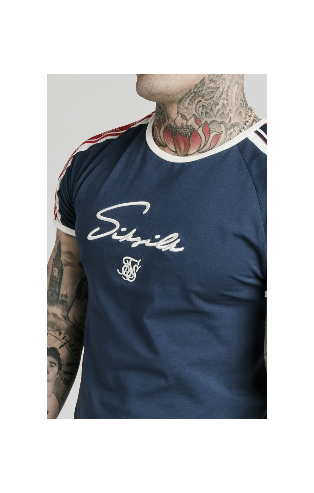 SikSilk Retro Tape Gym Tee - Navy - Image 2