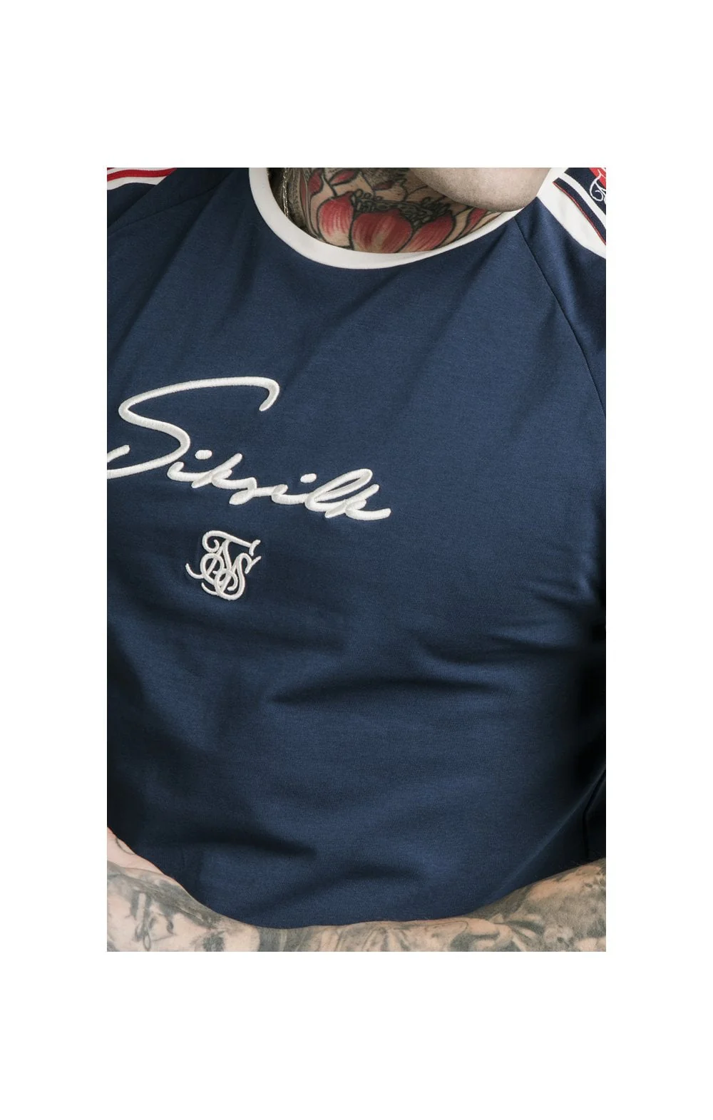SikSilk Retro Tape Gym Tee - Navy - Image 4