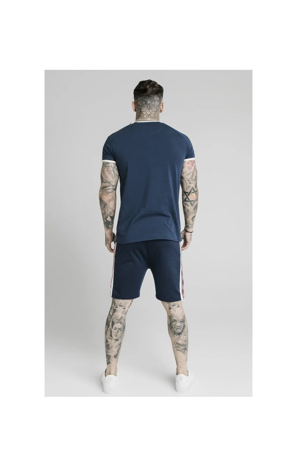 SikSilk Retro Tape Gym Tee - Navy - Image 7