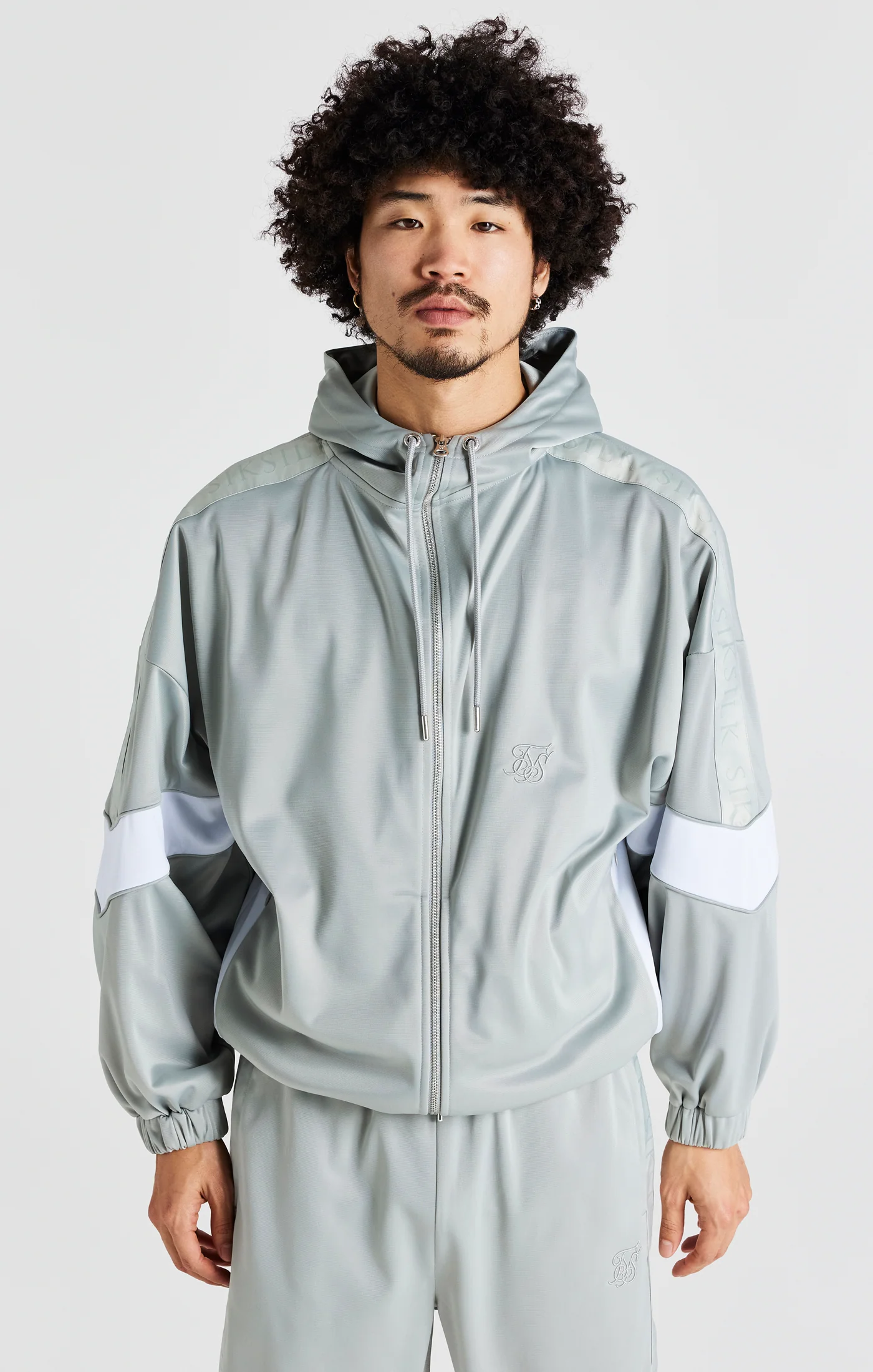 Grey Tape Zip Thru Track Jacket - Image 2