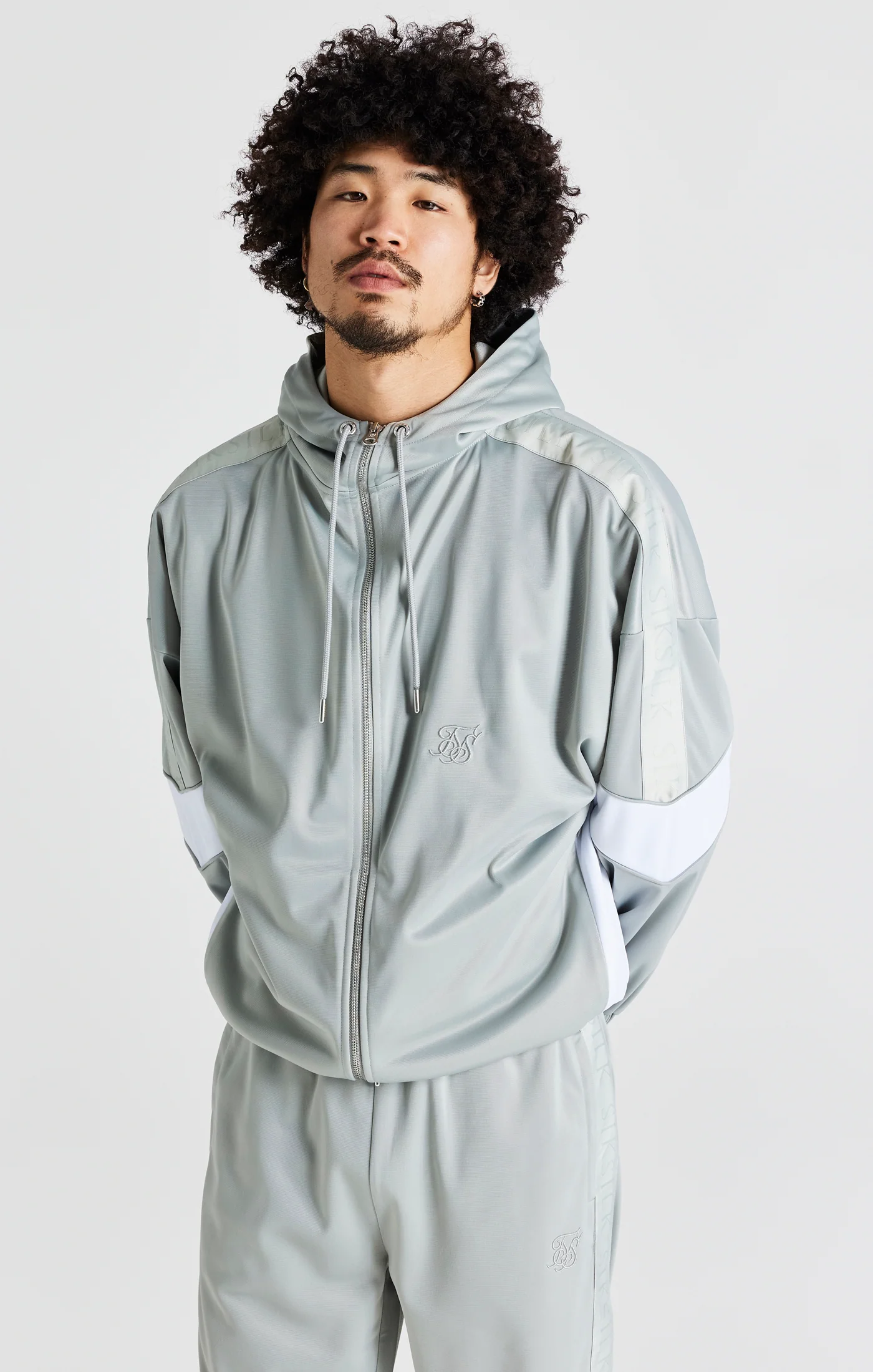 Grey Tape Zip Thru Track Jacket - Image 6