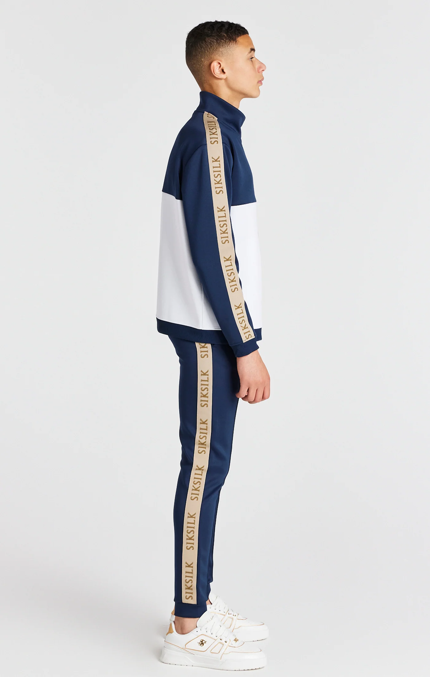 Boys Navy Retro Pleated Track Pant - Image 3