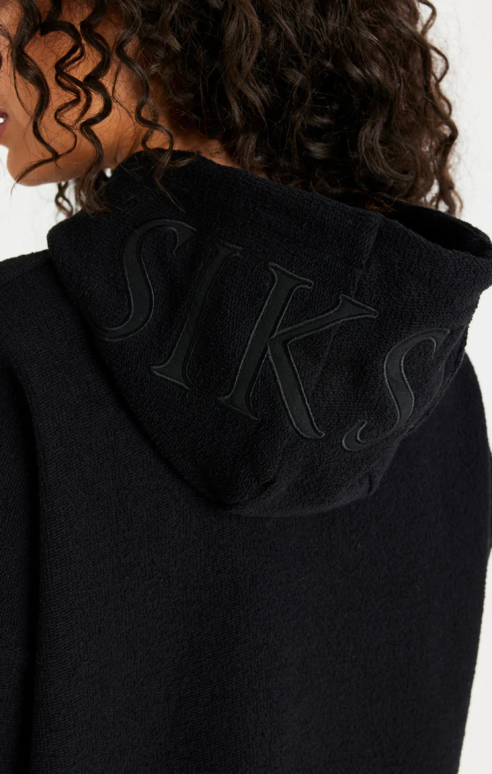 Black Reverse Fleece Hoodie Dress - Image 2