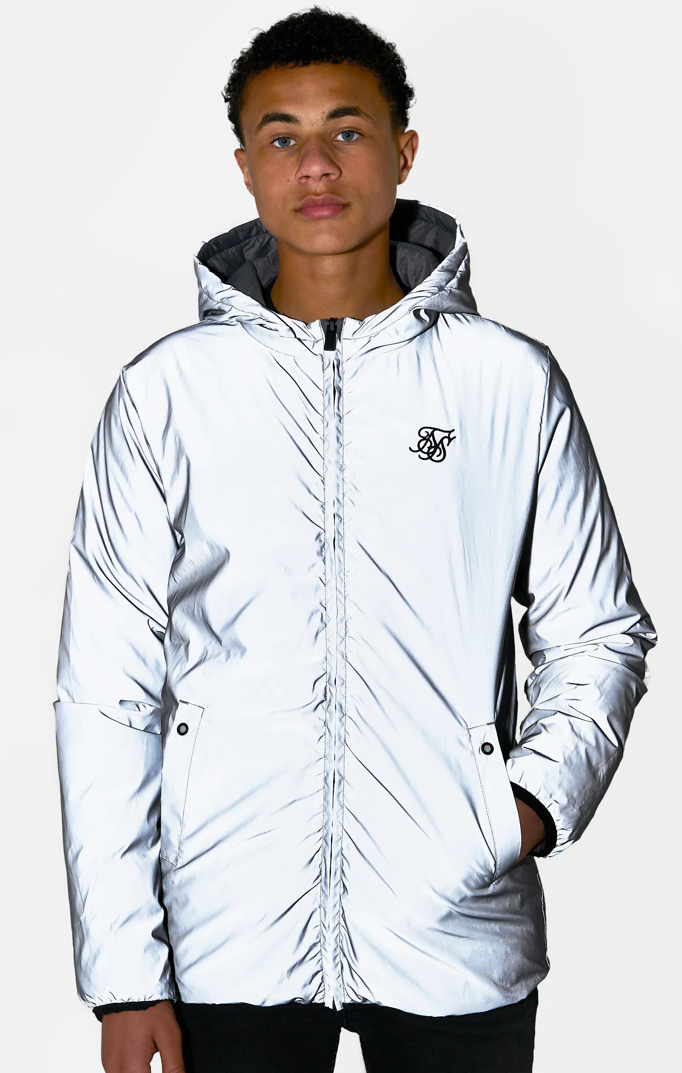 Boys Grey Reversible Bubble Jacket - Image 3
