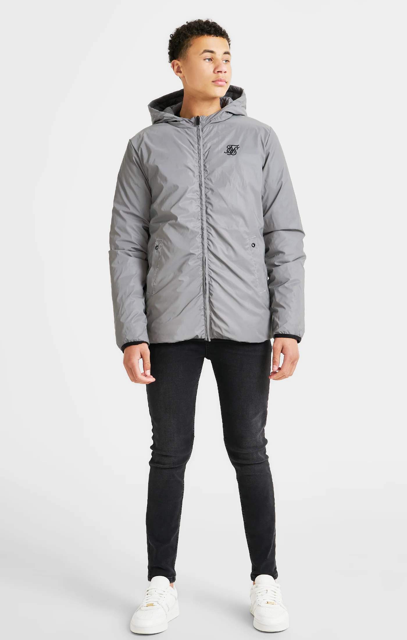 Boys Grey Reversible Bubble Jacket - Image 9