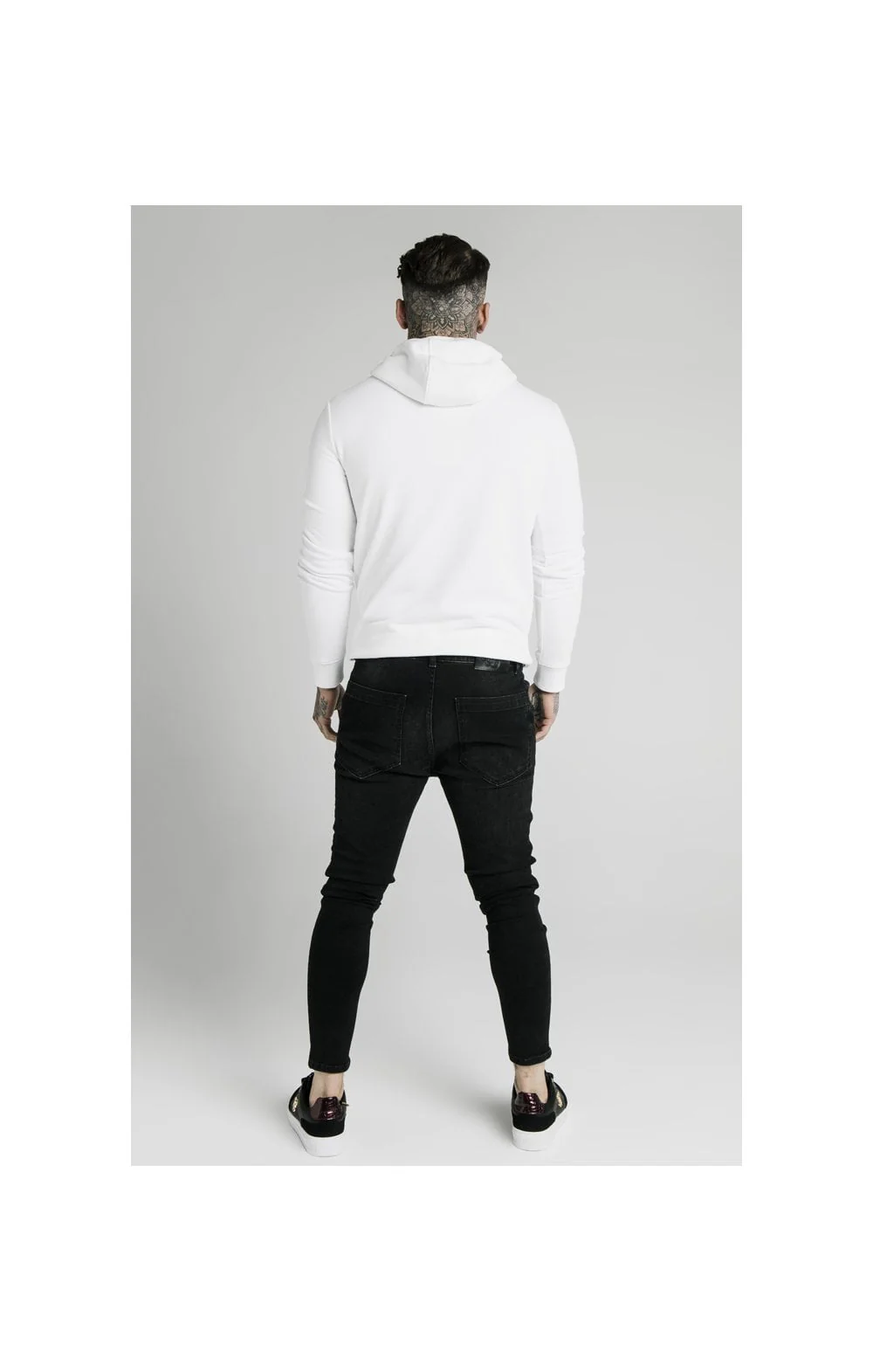 SikSilk Rhinestone Creep Overhead Hoodie – White - Image 6