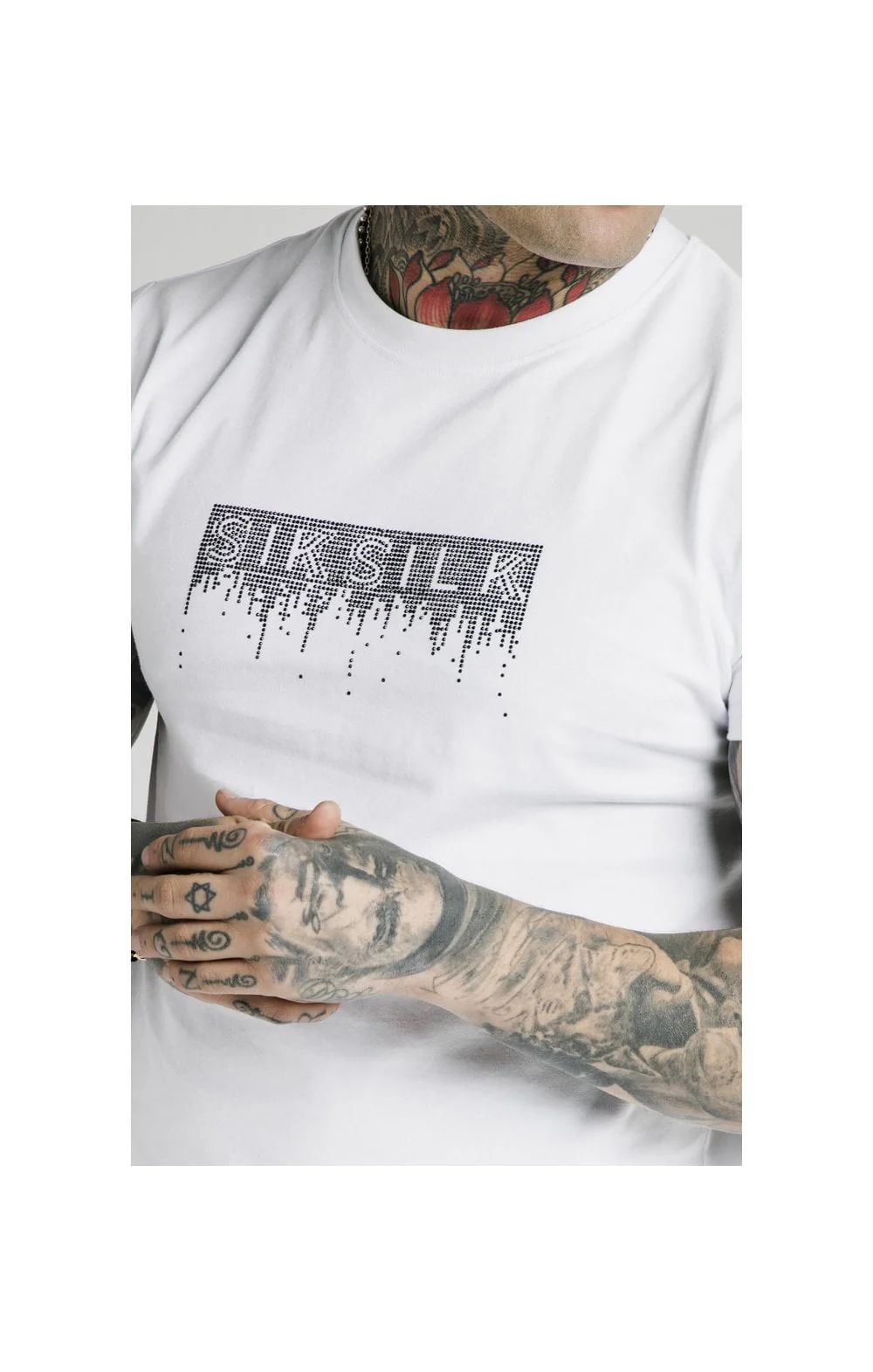SikSilk Rhinestone Creep Tee – White - Image 2