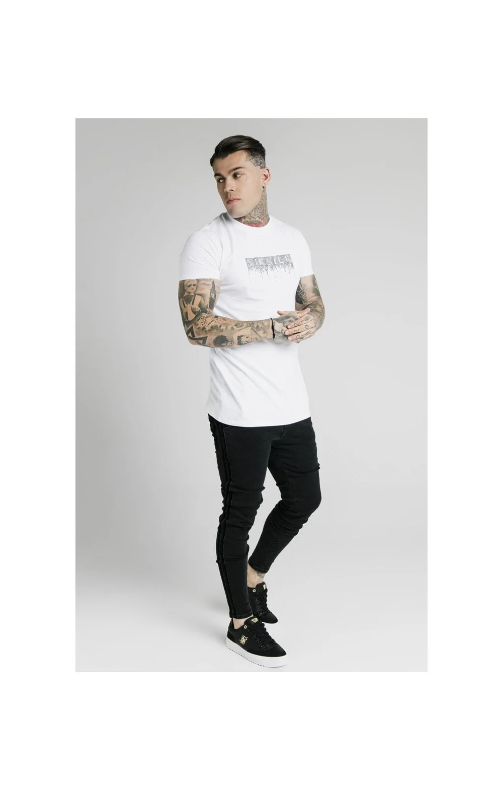 SikSilk Rhinestone Creep Tee – White - Image 3