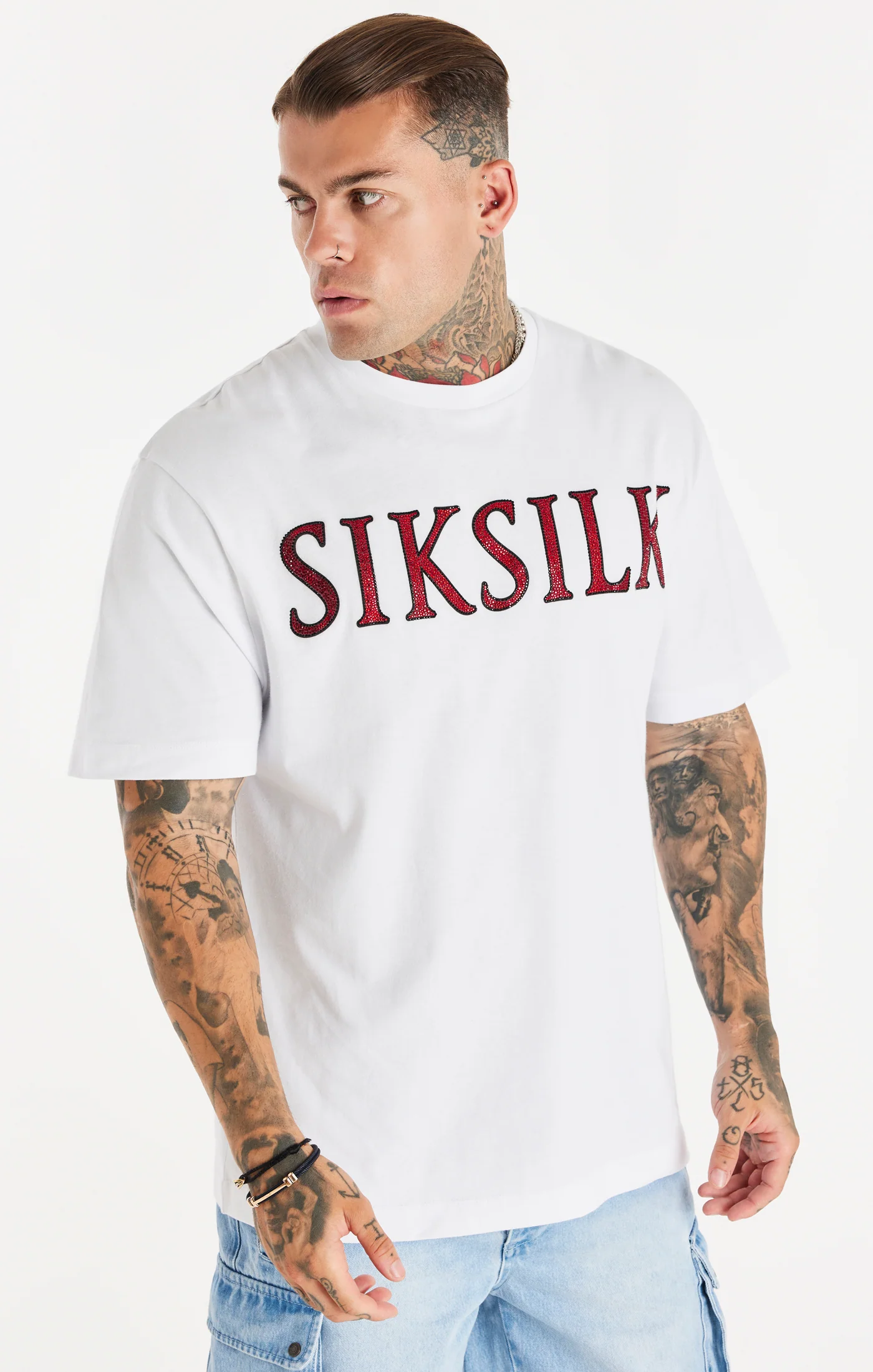 White Rhinestone Oversized T-Shirt