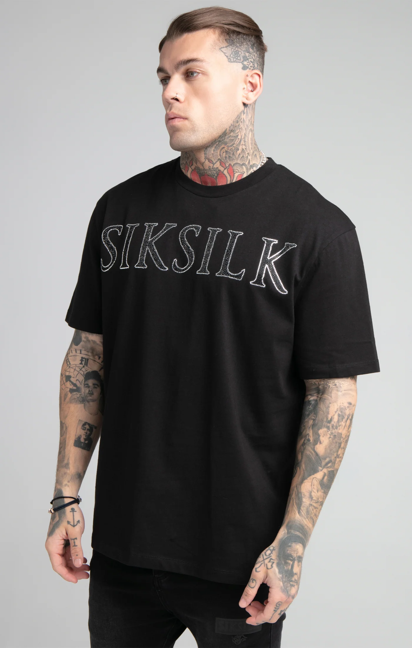 Black Rhinestone Oversized T-Shirt