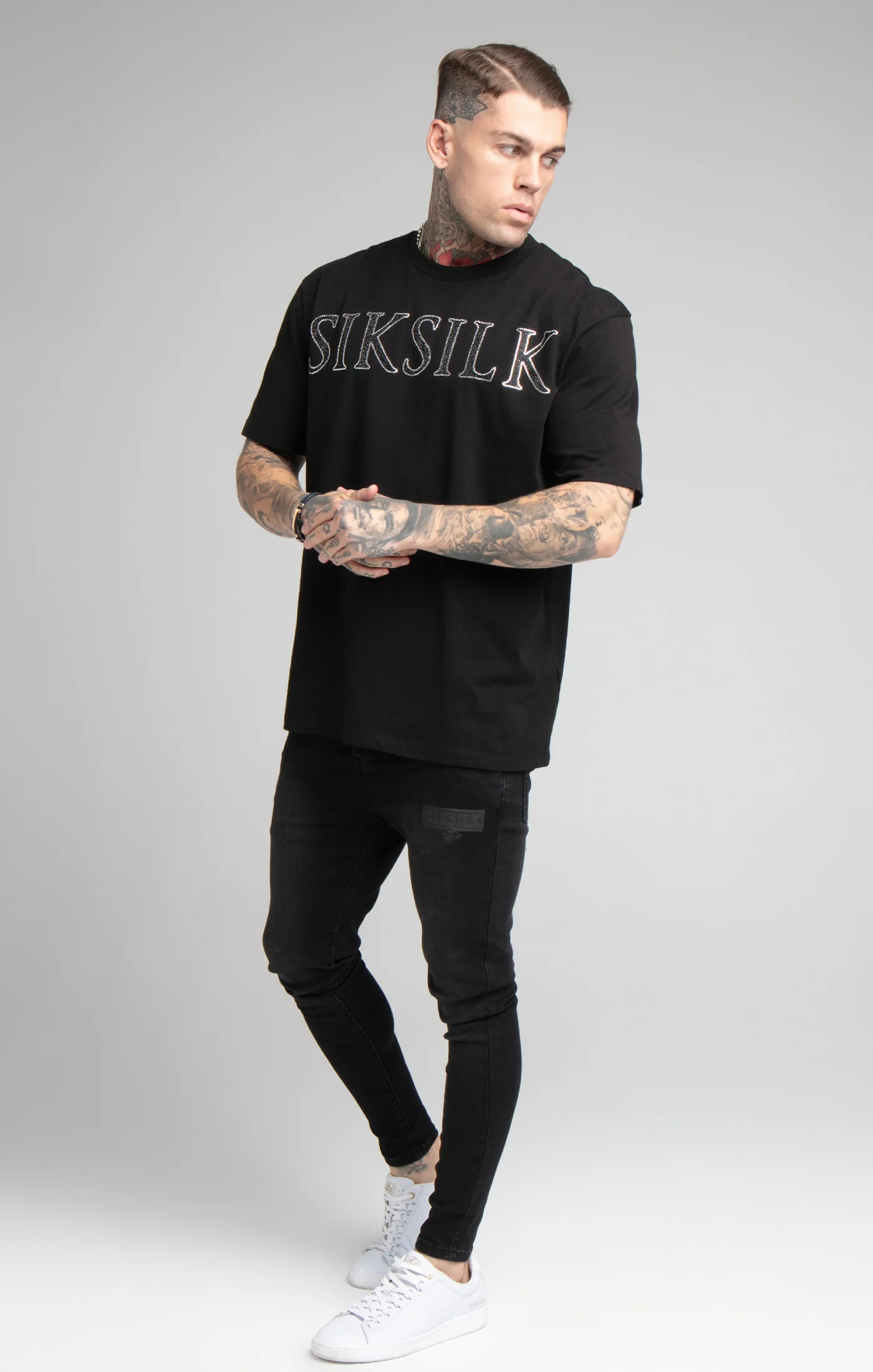 Black Rhinestone Oversized T-Shirt - Image 3