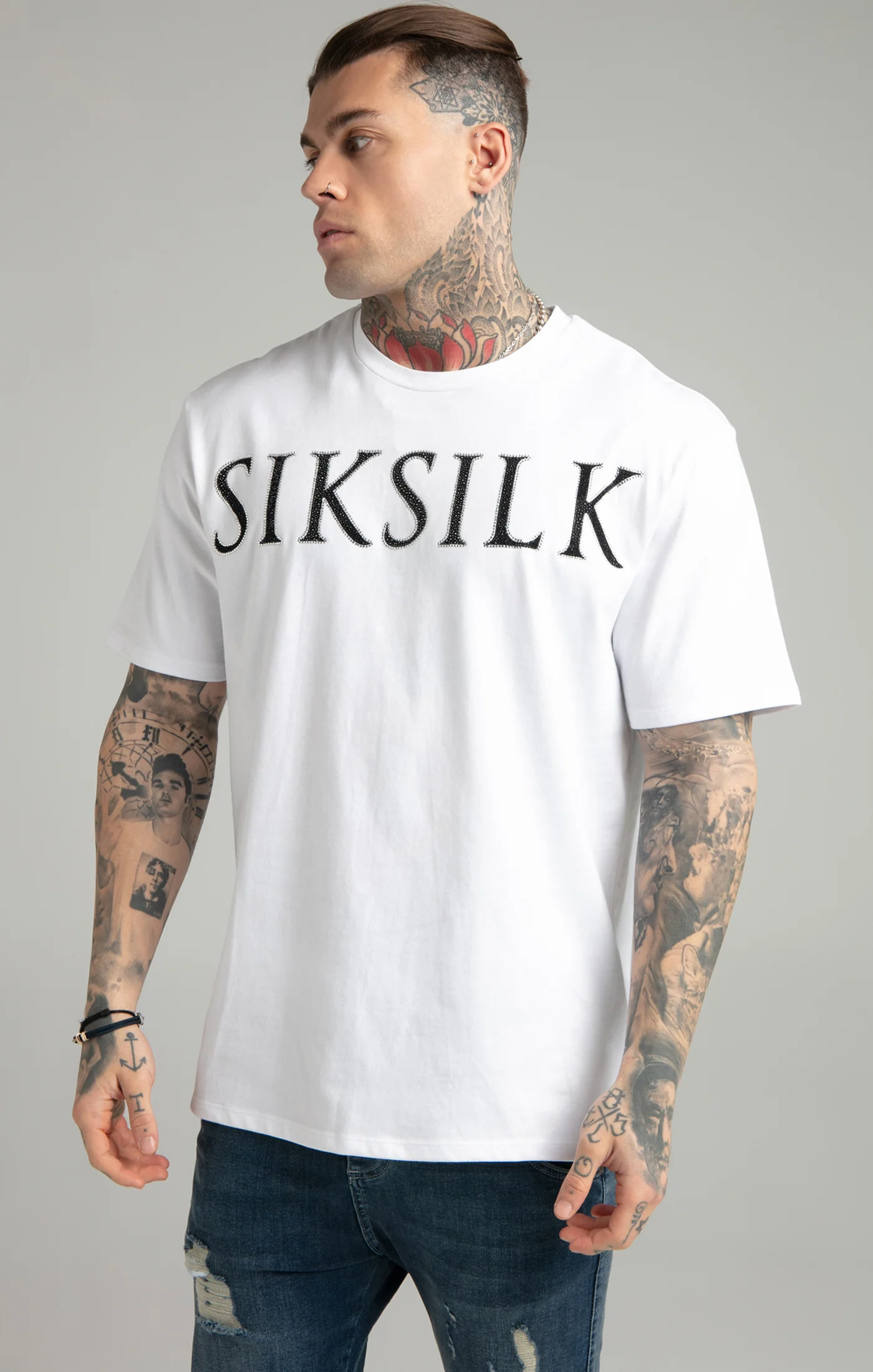 White Rhinestone Oversized T-Shirt