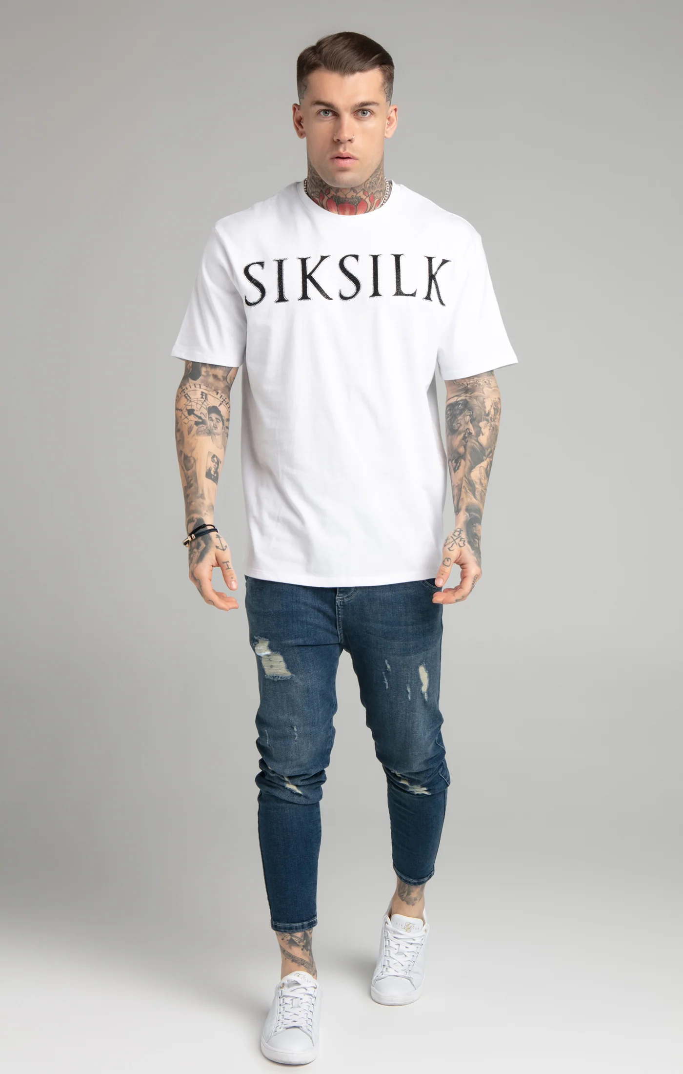 White Rhinestone Oversized T-Shirt - Image 3