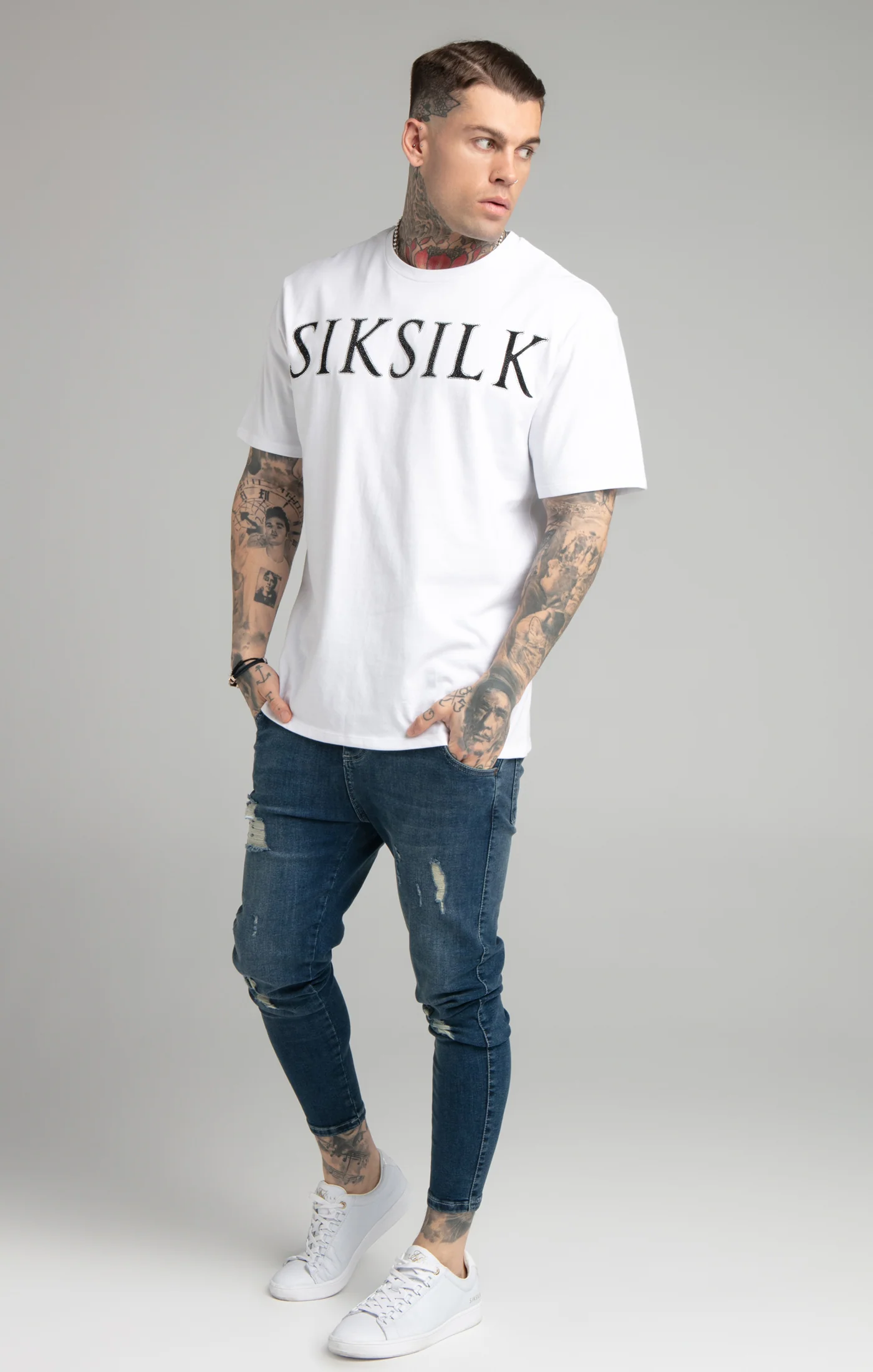 White Rhinestone Oversized T-Shirt - Image 4