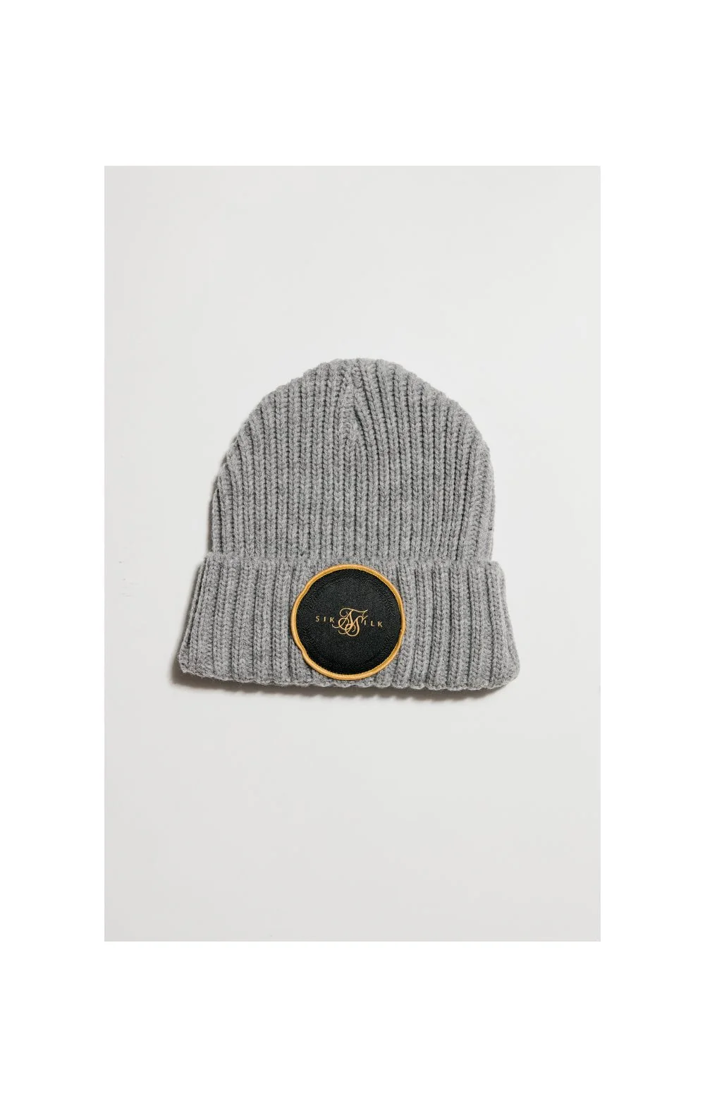 SikSilk Rib Cuff Beanie - Grey Marl & Gold
