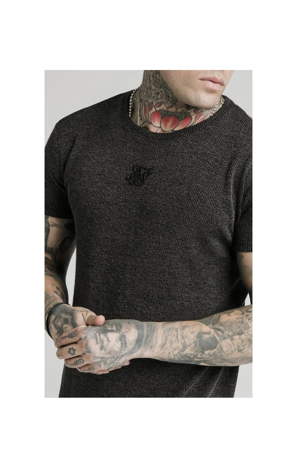 SikSilk Rib Knit Gym Tee - Black - Image 2