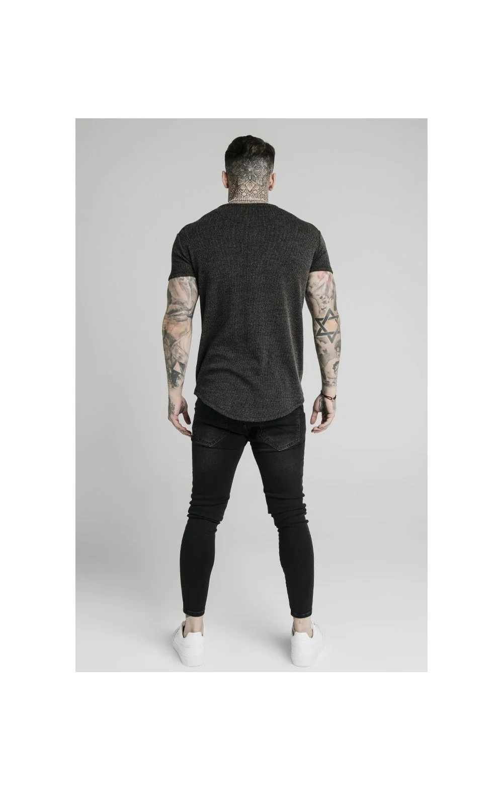 SikSilk Rib Knit Gym Tee - Black - Image 6