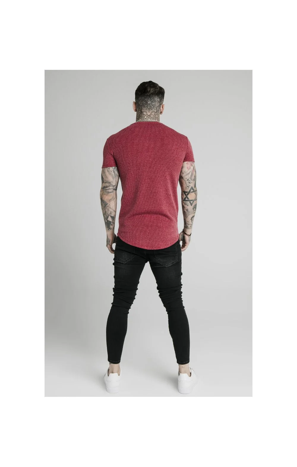 SikSilk Rib Knit Gym Tee - Red - Image 5