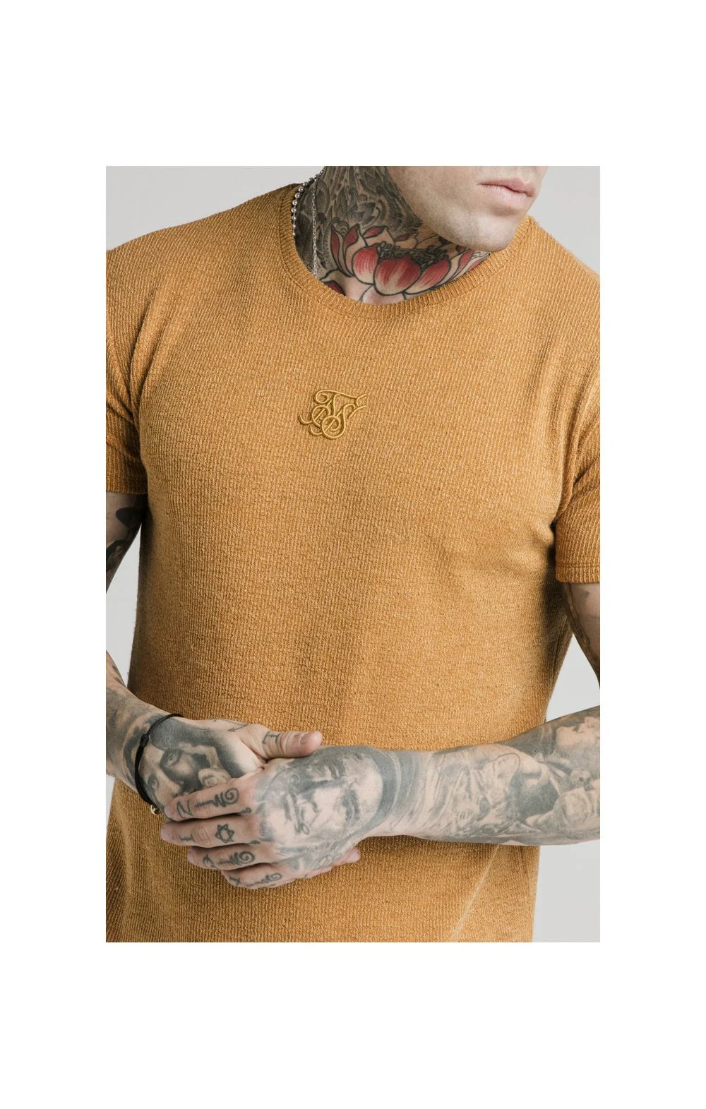 SikSilk Rib Knit Gym Tee - Yellow - Image 2