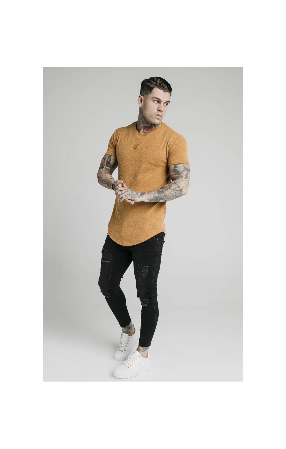 SikSilk Rib Knit Gym Tee - Yellow - Image 4