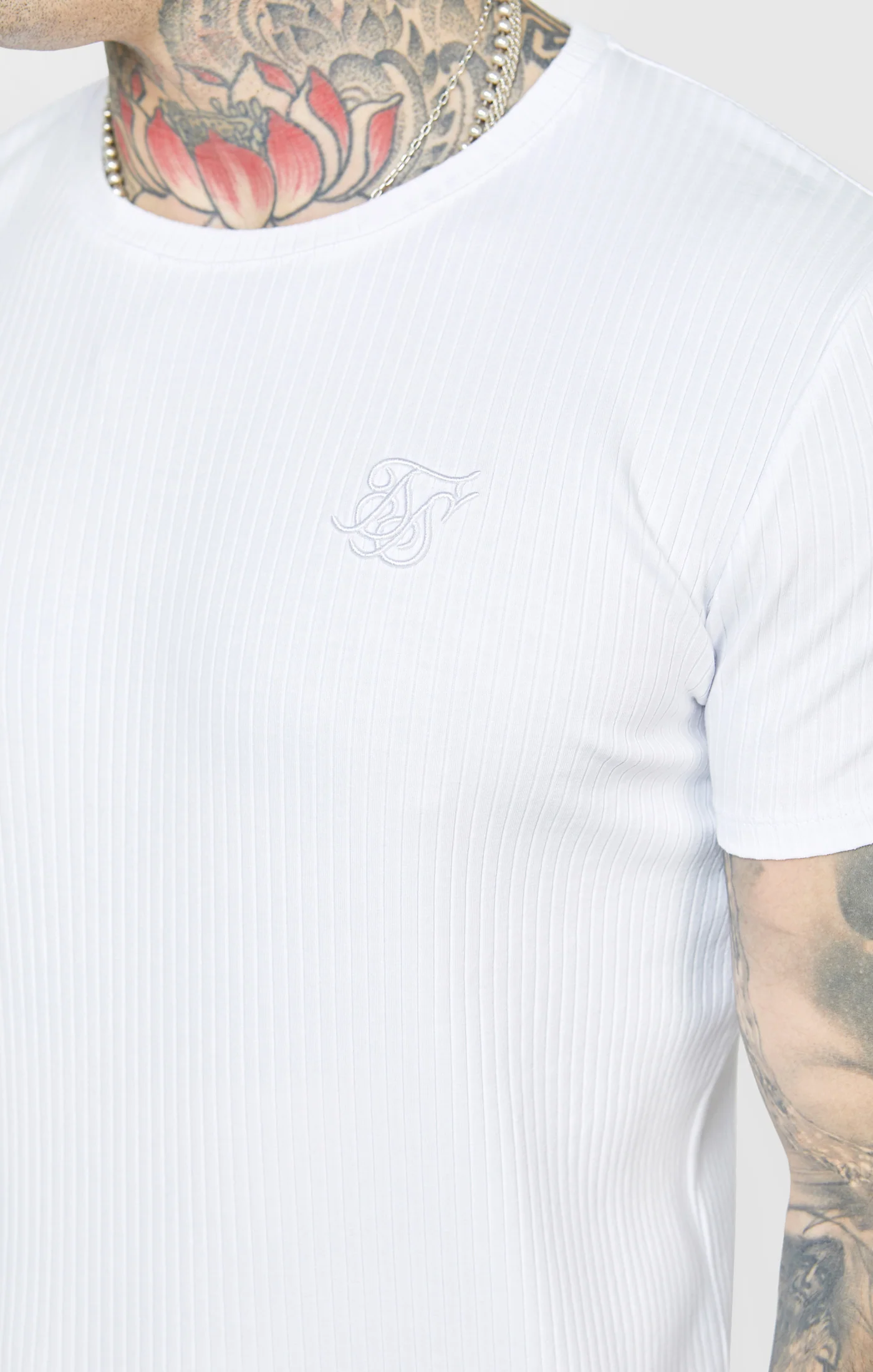 White Rib Knit T-Shirt - Image 2