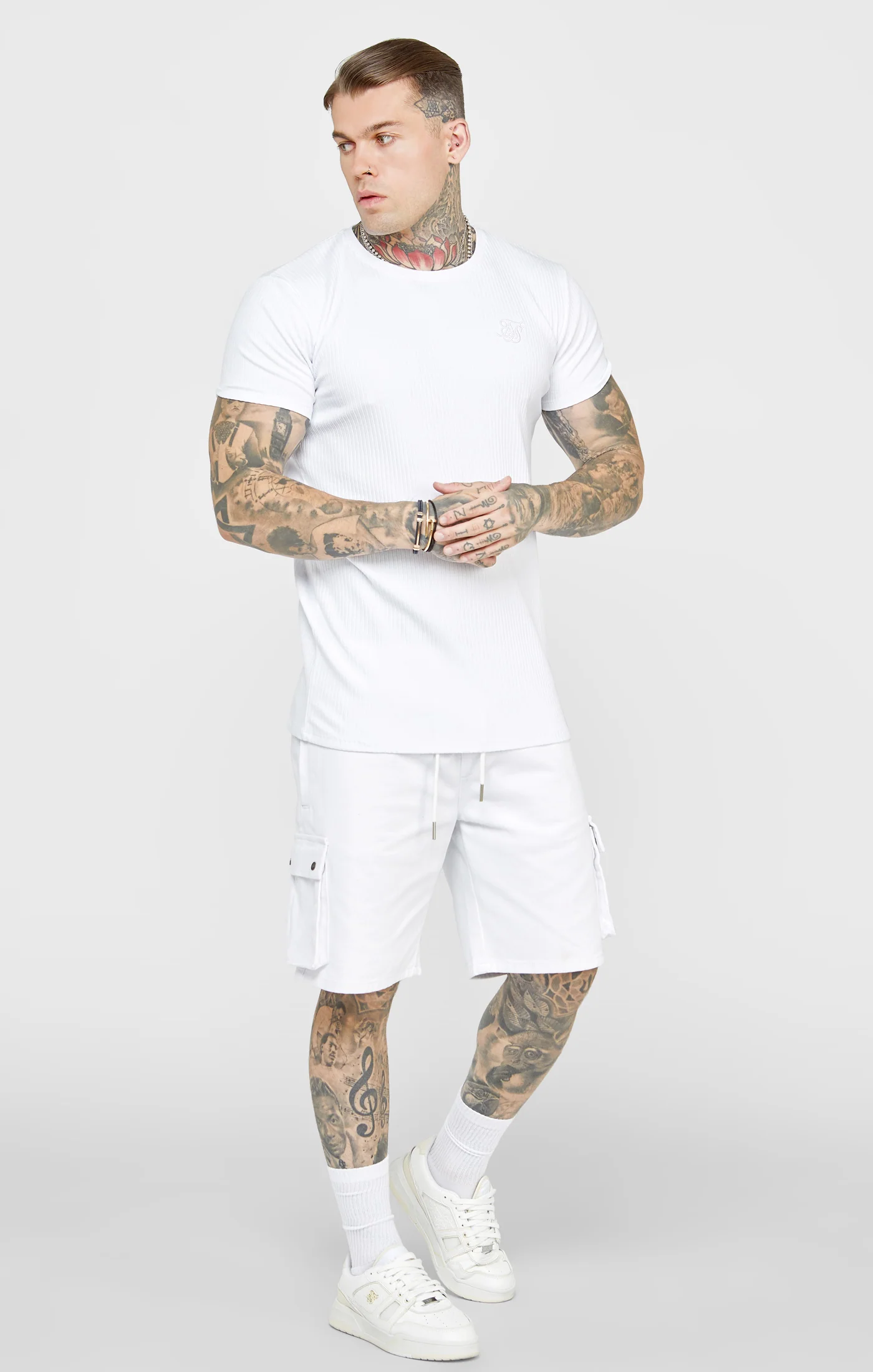 White Rib Knit T-Shirt - Image 4