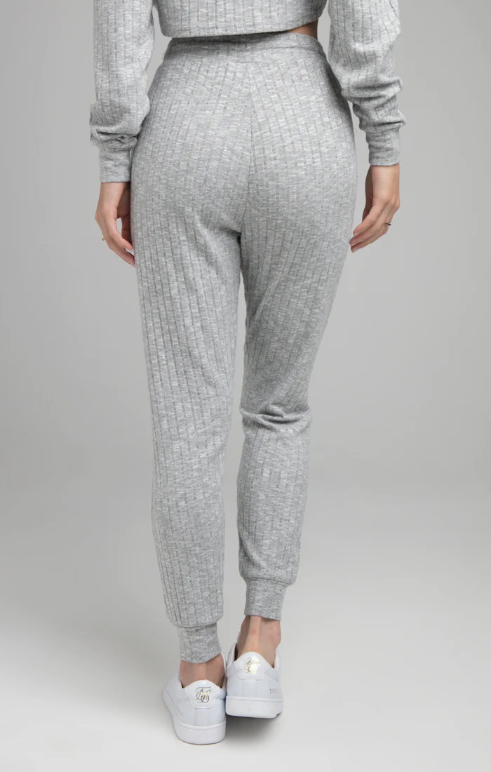 SikSilk Rib Lounge Pants - Grey Marl - Image 3