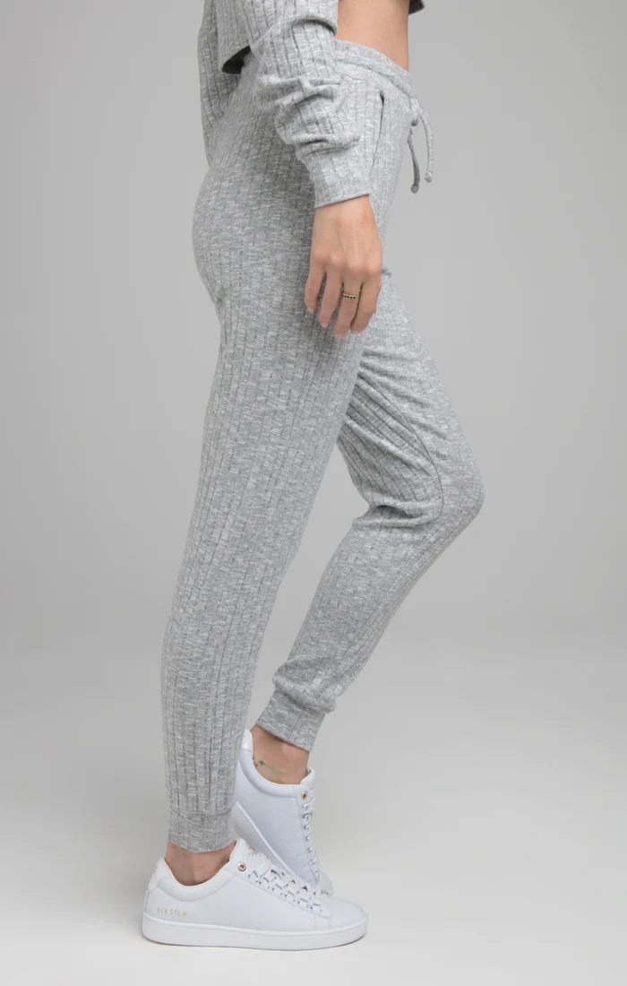 SikSilk Rib Lounge Pants - Grey Marl - Image 4
