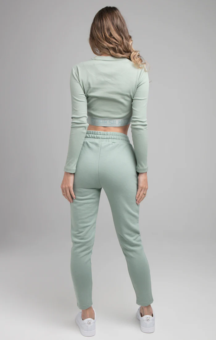 SikSilk Rib Tape Crop Tee - Sage - Image 3