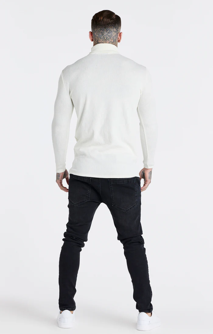 Ecru Ribbed Turtle Neck Top - Image 4