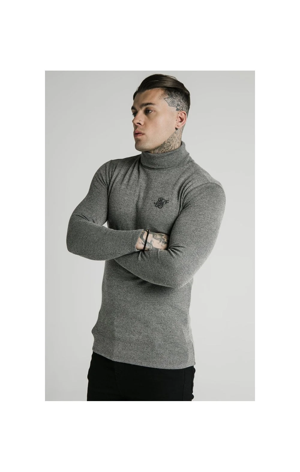 SikSilk Rib Turtle Neck - Grey