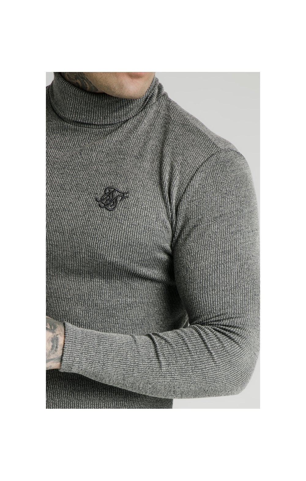SikSilk Rib Turtle Neck - Grey - Image 2