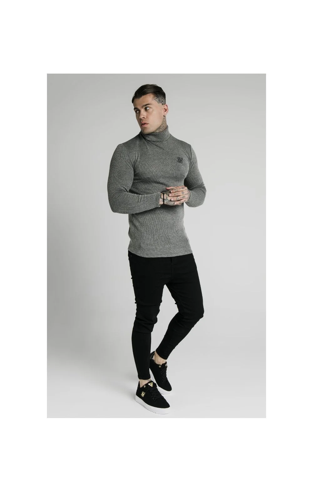 SikSilk Rib Turtle Neck - Grey - Image 3