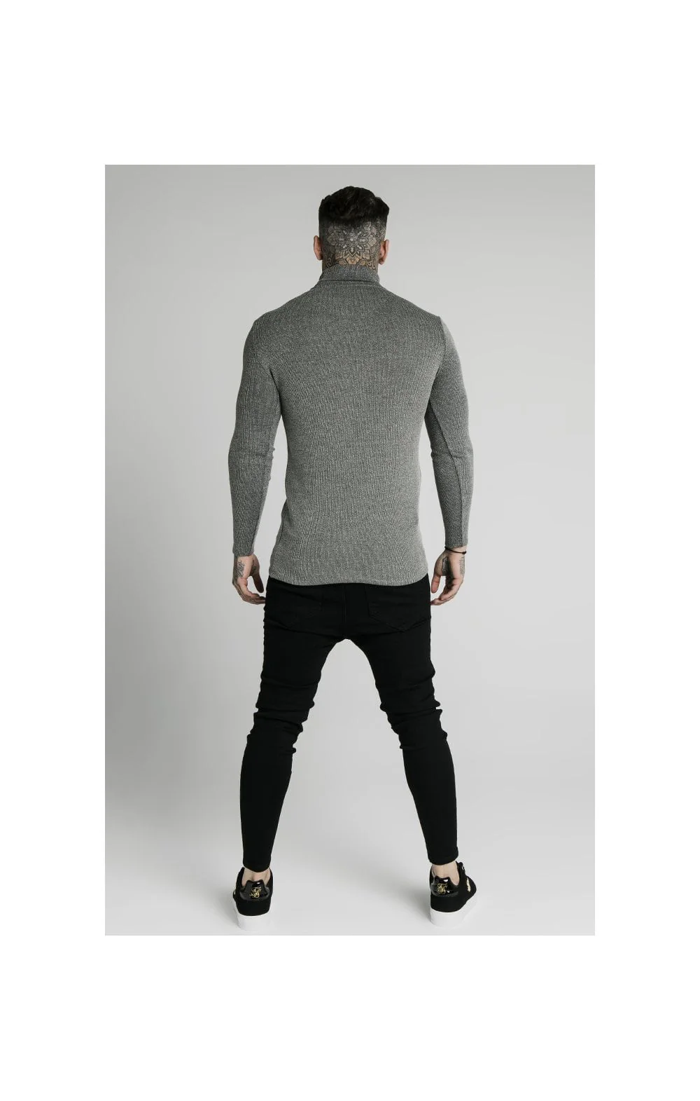SikSilk Rib Turtle Neck - Grey - Image 6