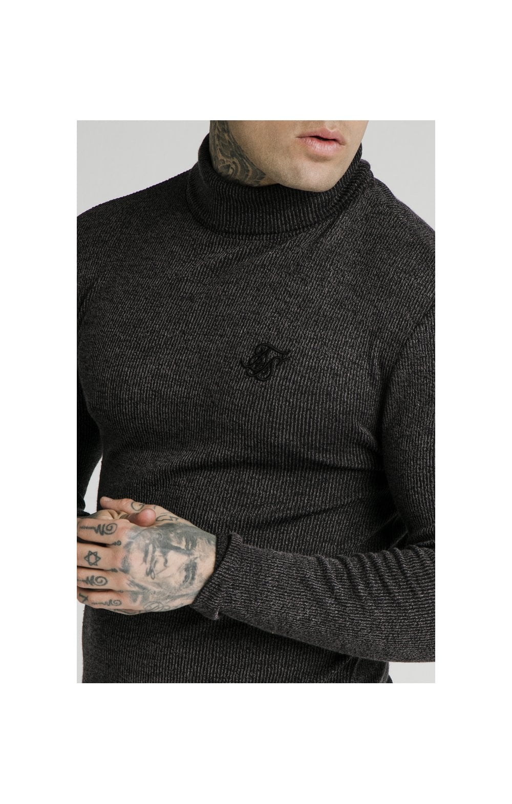 SikSilk Rib Turtle Neck - Jet Black - Image 2