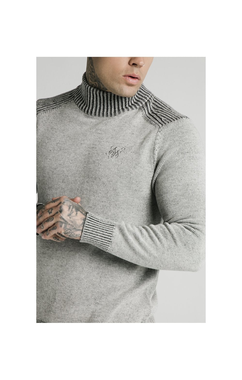 SikSilk Rib Turtle Neck - Light Grey - Image 2