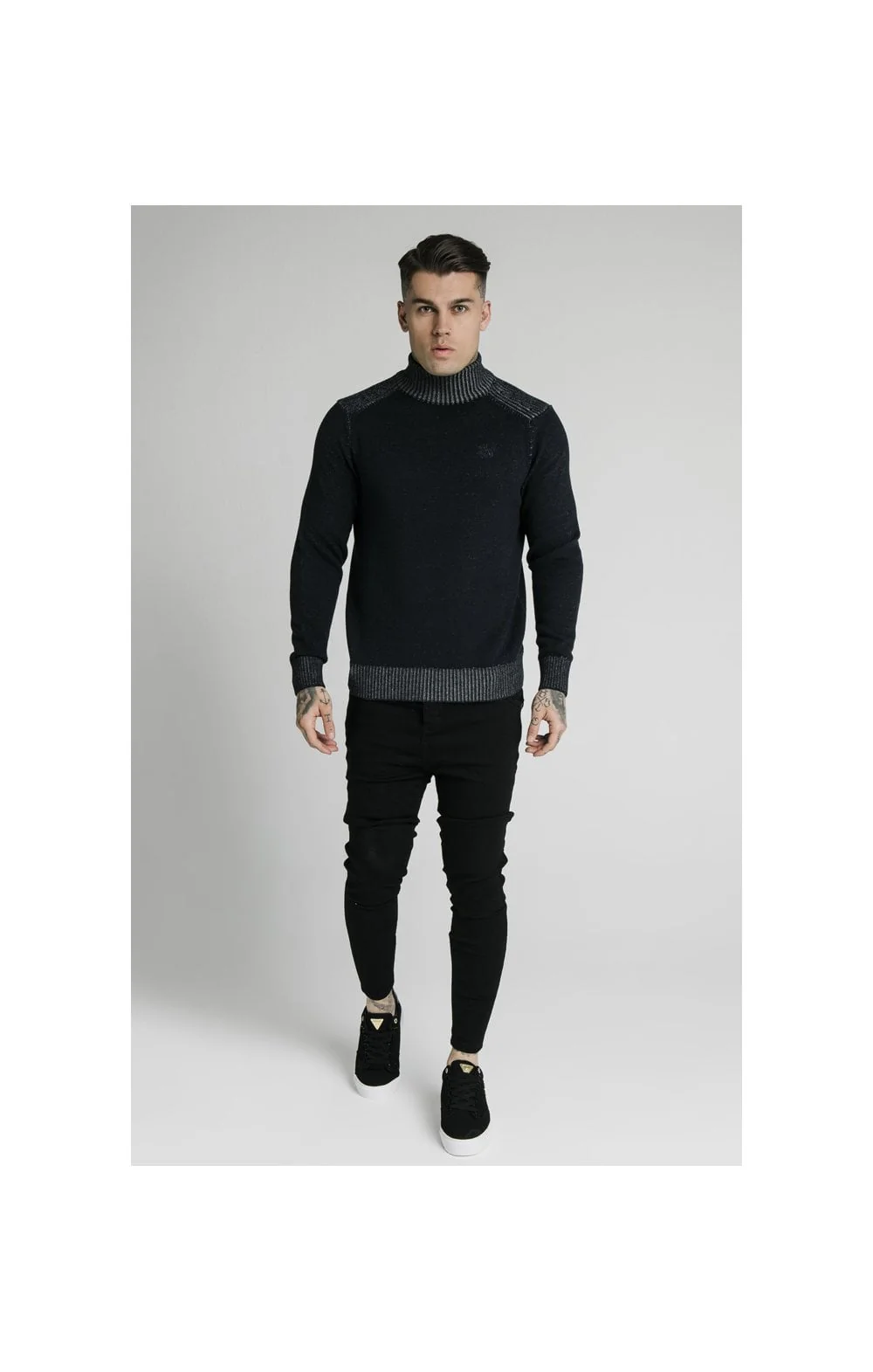 SikSilk Rib Turtle Neck - Navy - Image 4