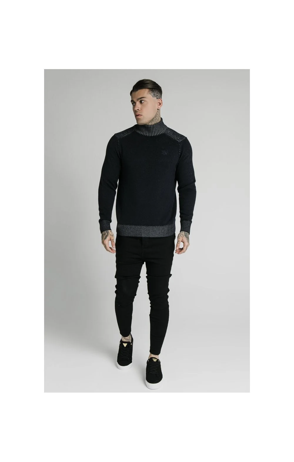 SikSilk Rib Turtle Neck - Navy - Image 5