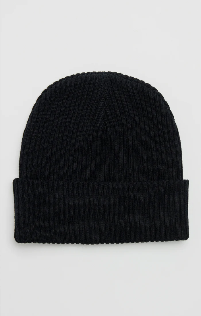Black Ribbed Cuff Beanie - Image 2