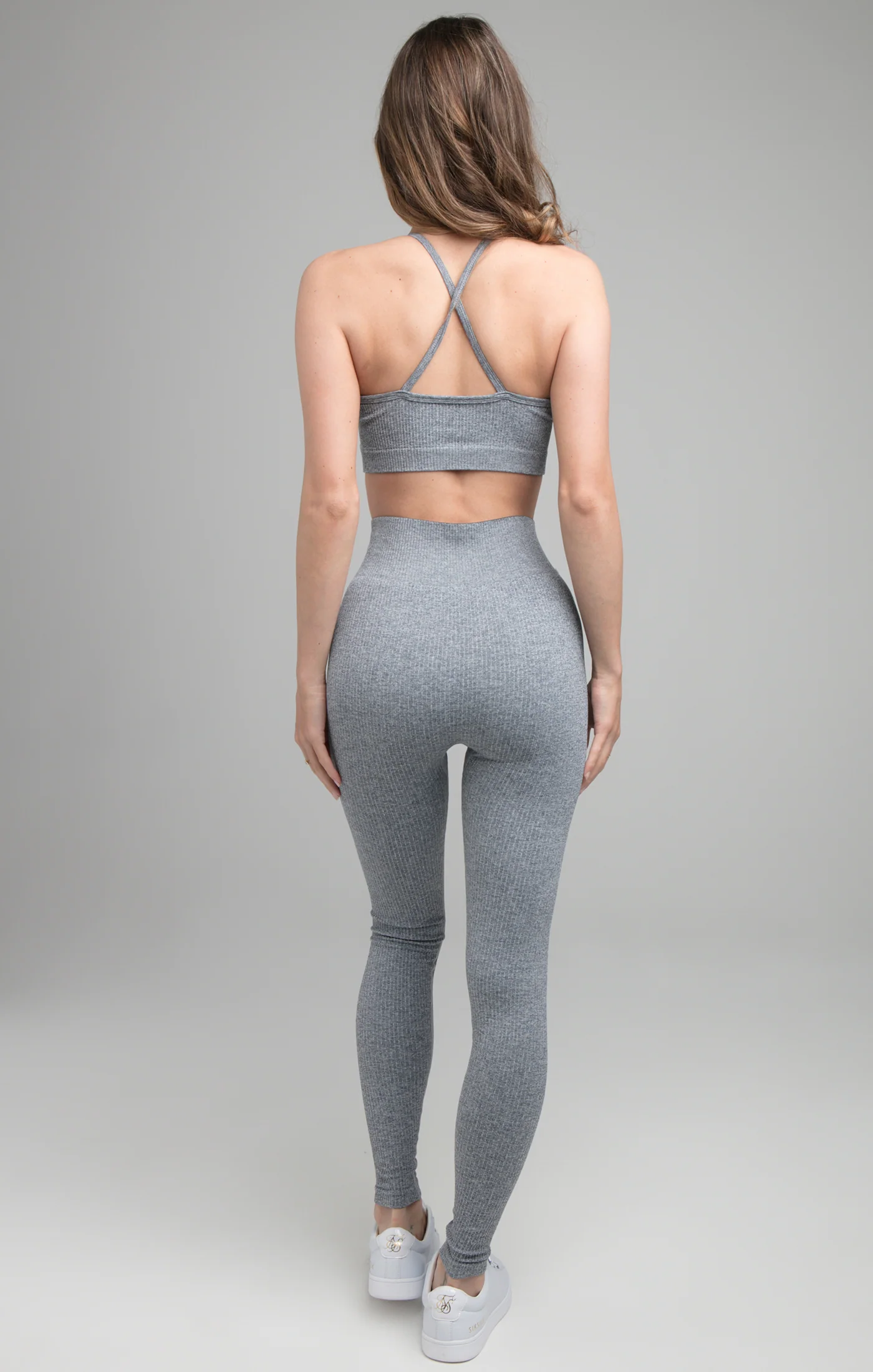 SikSilk Ribbed Gym Bralette - Grey - Image 5