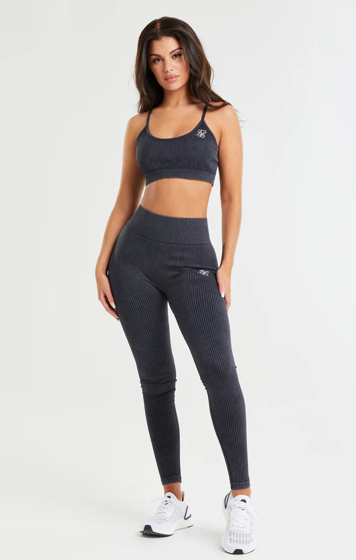 SikSilk Ribbed Gym Leggings - Black - Image 3