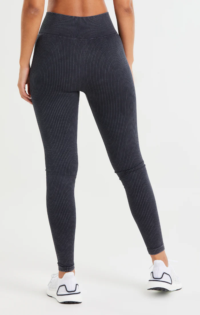SikSilk Ribbed Gym Leggings - Black - Image 4