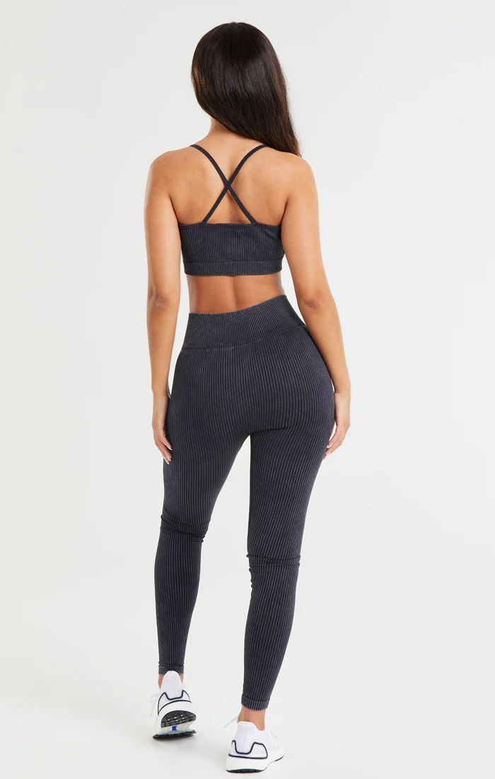 SikSilk Ribbed Gym Leggings - Black - Image 5