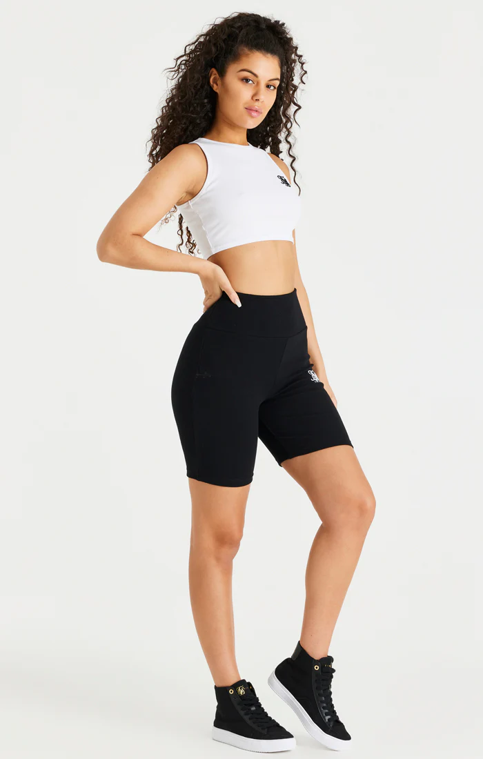 White Ribbed Racer Crop Bralette - Image 4