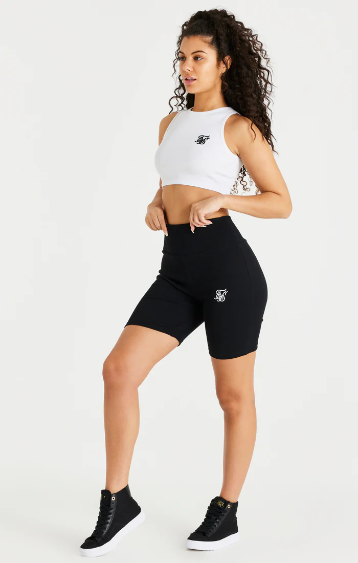 White Ribbed Racer Crop Bralette - Image 6