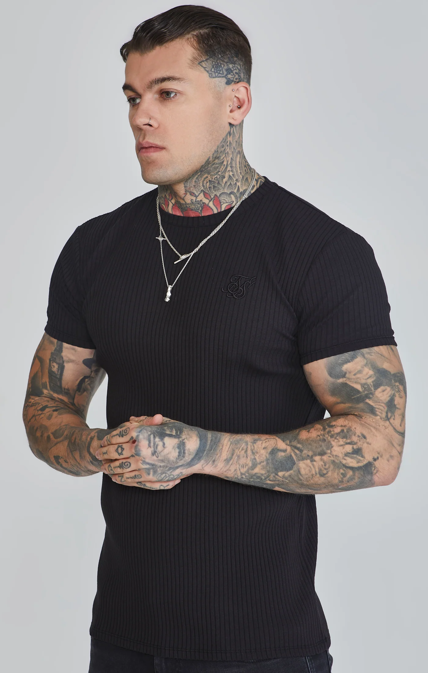 Black Ribbed T-Shirt
