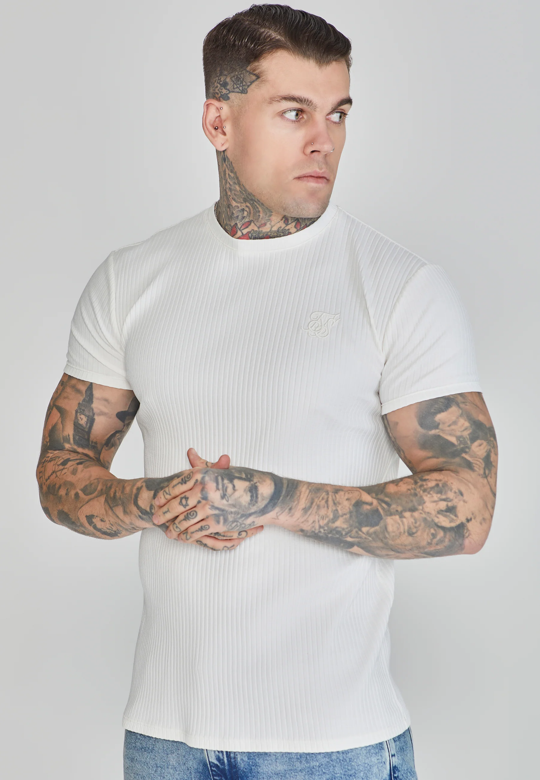 White Ribbed T-Shirt